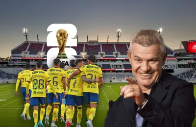 Jugadores del América y Javier Aguirre señalando/ Foto Snapdragon Stadium.