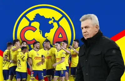 Jugadores del América y Javier Aguirre serio/Foto Fútbol Sapiens.