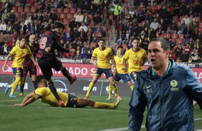 Jugadores del América y Xolos, André Jardine gritando/Foto José Juan Vázquez.
