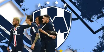 Jugadores del PSG junto al escudo de Rayados / FOTO AP