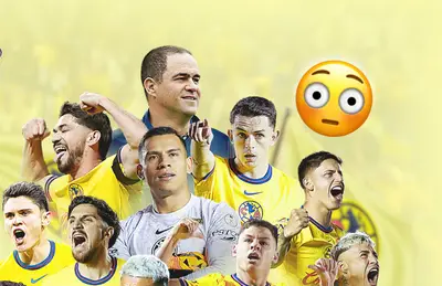 Jugadores del tricampeonato del América y emoji sorprendido/Foto Liga BBVA MX.