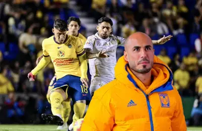 Jugadores disputando balón y Guido Pizarro/ Foto La Verdad Tamaulipas.