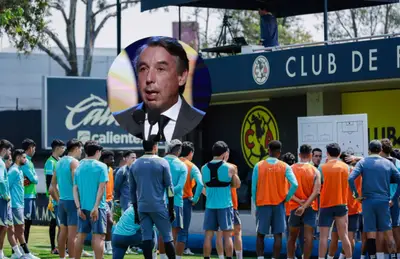 Jugadores en Coapa reunidos y logo del LAFC/Foto Dale América.