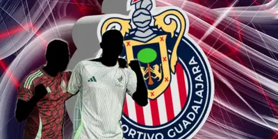 Jugadores incógnitos de la Selección Mexicana junto al escudo de Chivas / FOTO X