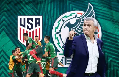 Jugadores mexicanos y Javier Aguirre levantando puño/Foto Mi Selección.