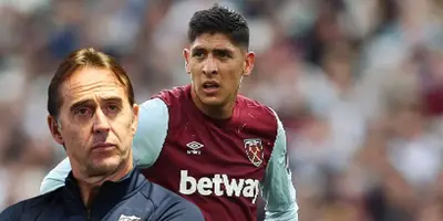 Julen Lopetegui junto a Edson Álvarez / FOTO WEST HAM UNITED