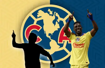 Julián Quiñones celebrando y jugador en forma de silueta/Foto Americanografico.