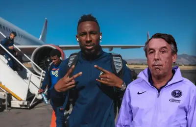 Julián Quiñones saludando y Emilio Azcárraga/ Foto Mundo Deportivo.