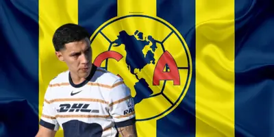 Leonardo Suárez junto al escudo del América / FOTO X