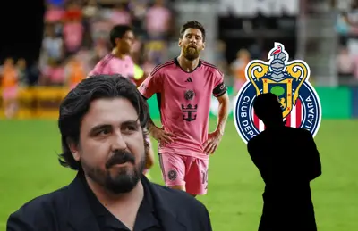 Lionel Messi, Amaury Vergara y silueta de futbolista/Foto Infobae.