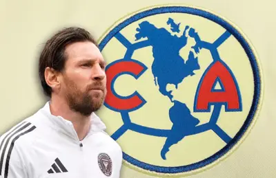 Lionel Messi y escudo del América/Foto Marti.