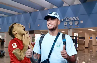 Lucas Ocampos levantando dedo pulgar/ Foto Aero Latin News.