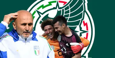 Luciano Spalletti junto a Guillermo Ochoa e Hirving Lozano / FOTO EFE