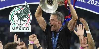 Luis Enrique junto al escudo del Tri / FOTO SPORT