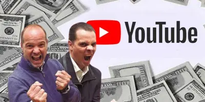 Luis García y Christian Martinoli junto al logo de YouTube / FOTO YOUTUBE