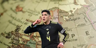 Mapa de Europa tomado de Canva, con Edson al frente