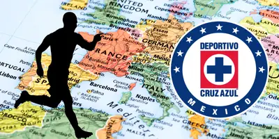 Mapa de Europa tomado de Canva, con escudo de Cruz Azul