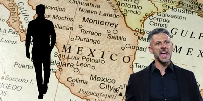 Mapa de México tomado de Canva, con Demichelis al frente