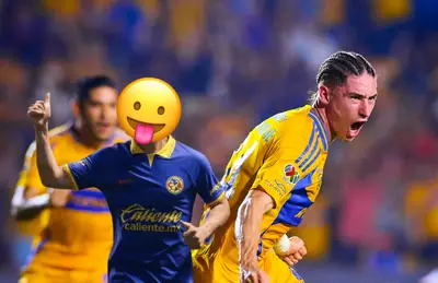 Marcelo Flores festejando y jugador oculto/ Foto Tigres.