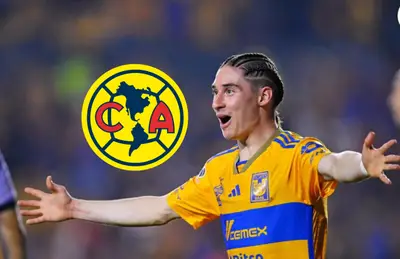 Marcelo Flores y escudo del América/Foto MexSport.