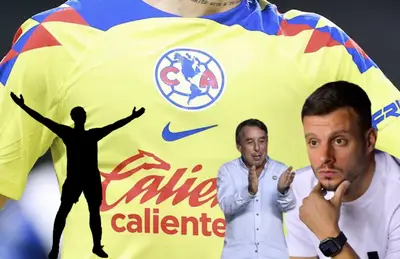 Martín Anselmi, Emilio Azcárraga y silueta de jugador/ Foto Juan Fútbol.