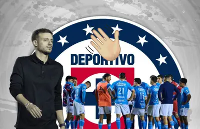 Martín Anselmi, jugadores reunidos y emoji de mano despidiendo/Foto Cruz Azul.