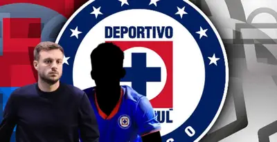 Martín Anselmi junto a jugador incógnito de Cruz Azul / FOTO TUDN