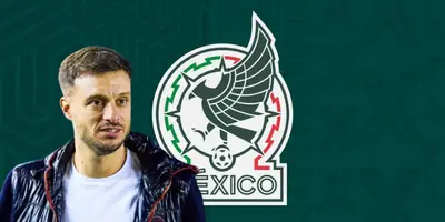 Martín Anselmi junto al escudo del Tri / FOTO OVACIONES