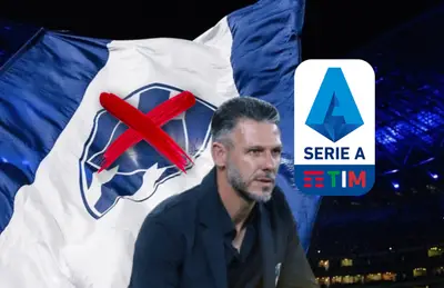 Martín Demichelis, cruz roja y escudo de la Serie A/Foto Último Minuto.