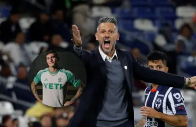 Martín Demichelis gritando y Brandon Vázquez/Foto TN.