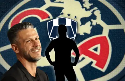 Martín Demichelis sonriendo y silueta de juagdor con las manos en cintura/Foto Soy Fútbol.