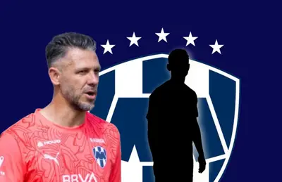 Martín Demichelis y silueta de jugador viendo hacia el frente/Foto Rayados.