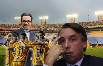 Mauricio Culebro, jugadores de Tigres y Emilio Azcárraga/ Foto Milenio.