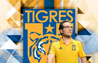 Mauricio Culebro y logo de Tigres/ Foto y diseños tomados de Ligrafica MX.