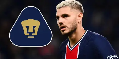 Mauro Icardi junto al escudo de Pumas / FOTO SPORT