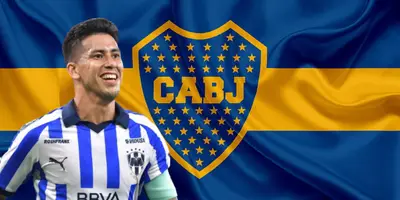 Maximiliano Meza junto al escudo de Boca Juniors / FOTO GETTY IMAGES