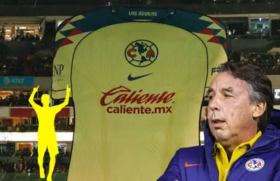 Mosaico del América en el Estadio Azteca, Emilio Azcárraga y futbolista celebrando/ Foto América.