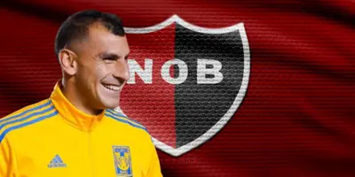 Nahuel Guzmán junto al escudo de Newell's Old Boys / FOTO ESPN DEPORTES