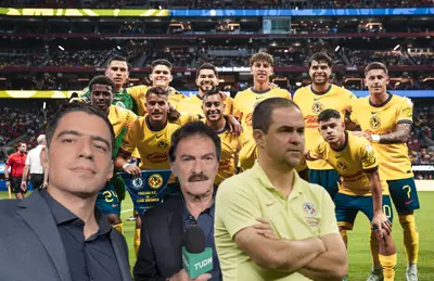 Narradores de TUDN, André Jardine y jugadores de las Águilas/ Foto Club América.