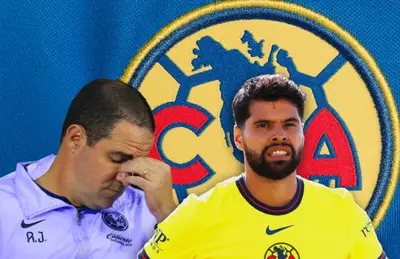 Néstor Araujo y André Jardine con las manso en el rostro/Foto TUDN Fan Shop.