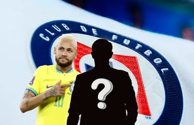 Neymar Jr y silueta de entrenador con signo de interrogación/Foto Cruz Azul.
