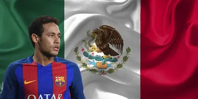 Neymar junto a la bandera de México / FOTO Getty Images