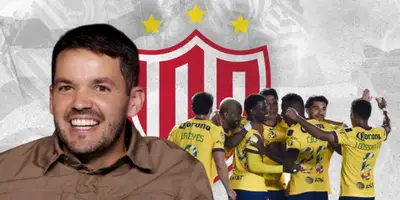 Nicolás Larcamón junto a futbolistas del América / FOTO BOLAVIP