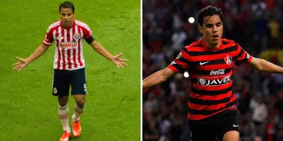 Omar Bravo con Chivas y Atlas. Fotos de Wikipedia.