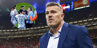 Òscar García Junyent en el León vs Chivas / FOTO TV AZTECA