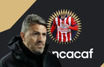 Óscar Junyent y jugador de Chivas/Foto CONCACAF.