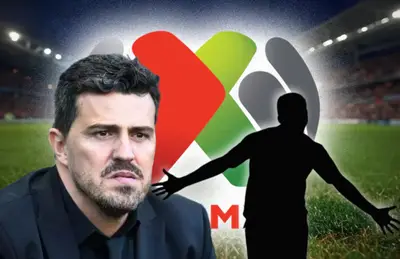 Óscar Junyent y silueta de futbolista/Foto V+ Noticias.