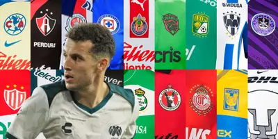 Oussama Idrissi junto a playeras de la Liga MX / FOTO X