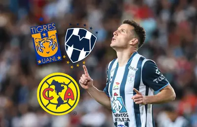 Oussama Idrissi y logos de Tigres, América y Rayados/Foto Goal.com