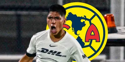 Piero Quispe junto al escudo del América / FOTO ANDINA